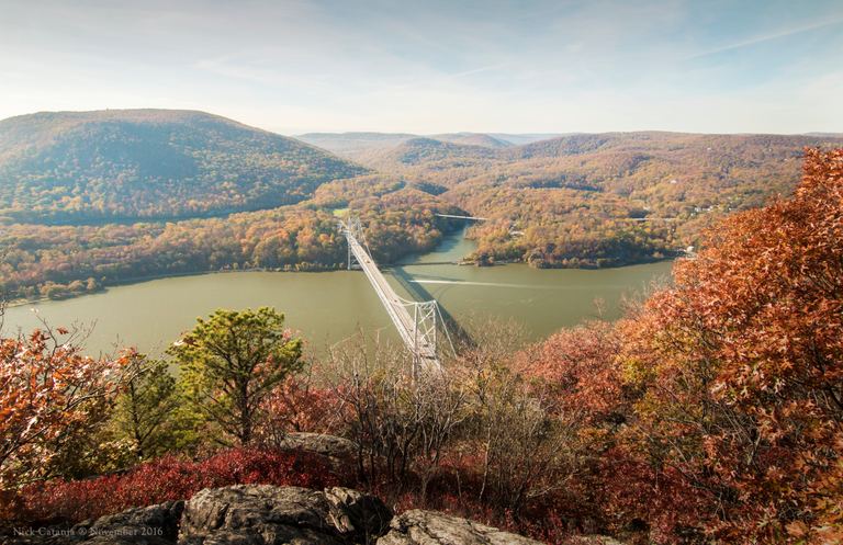 Hudson Valley shoreline and biogas infrastructure from Anthony Nose