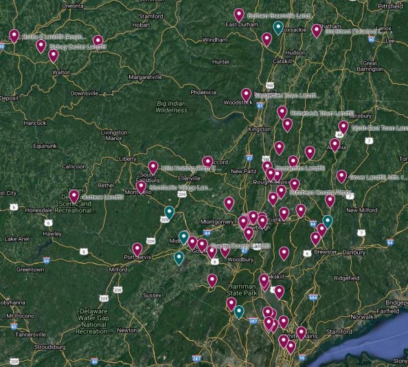 Landfills and dumps regional map